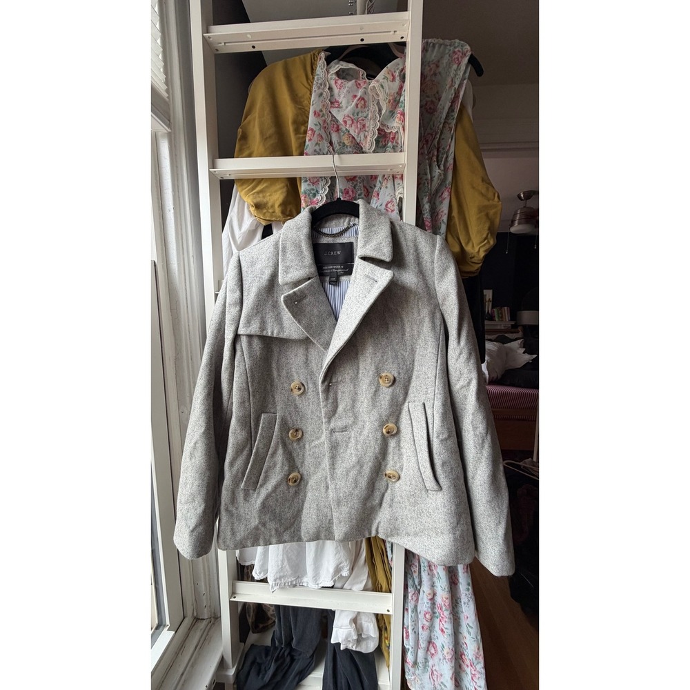 J.Crew Melton Wool Peacoat Womens 000P Gray Double Breasted Jacket